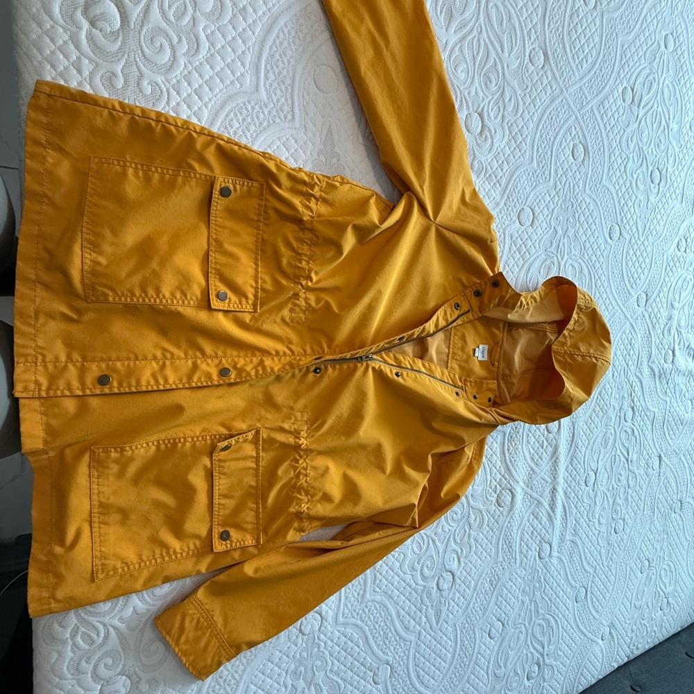 Yellow Hooded Rain Jacket